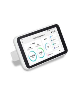 Rent Pocket WiFi - Portable device displaying internet statistics.